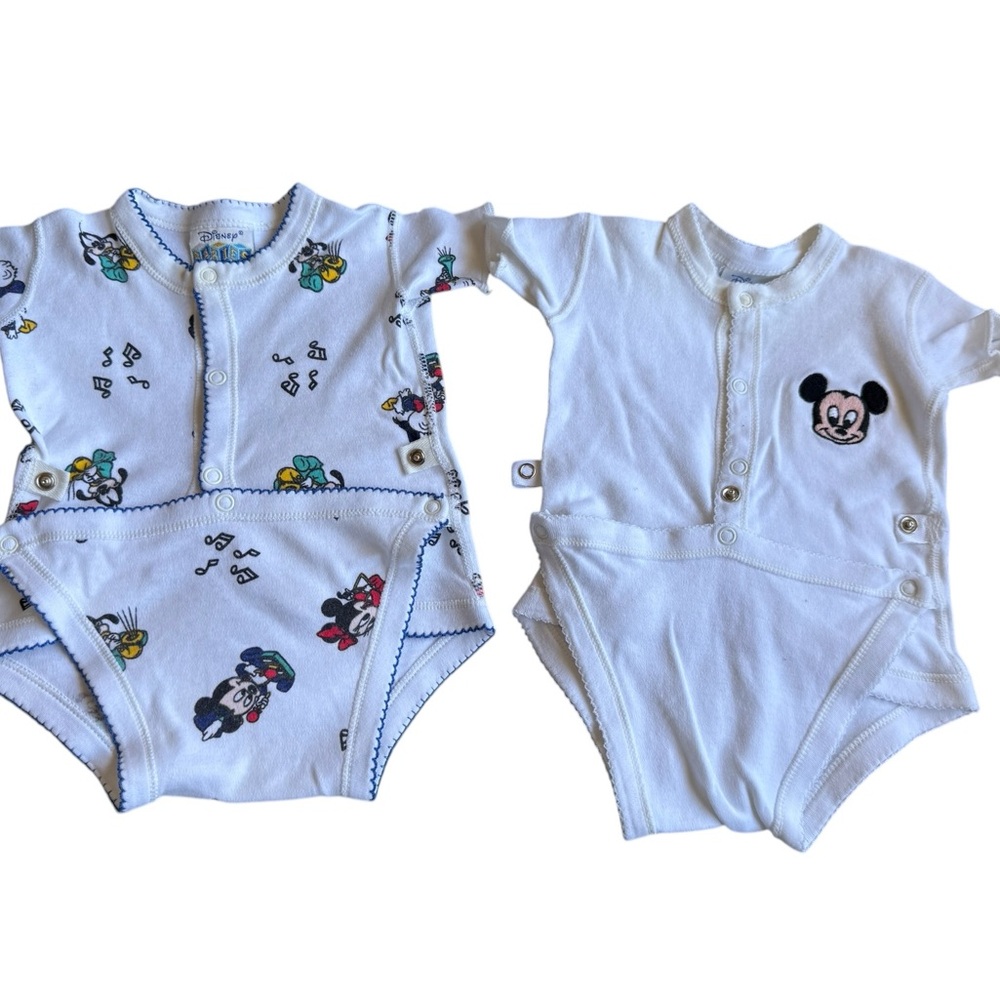 Vintage Disney Babies onesies (2) Mickey Mouse Goofy Donald Duck Pluto Minnie